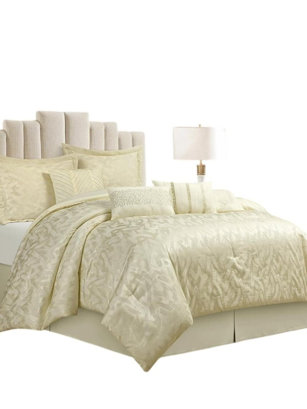 NWT Nanshing 7pc Calioppa Abstract Comforter Set Artemis7-Q-BE Beige Brown Queen